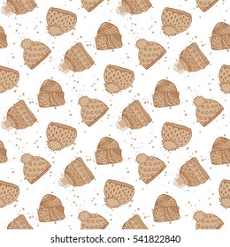 vector hand drawn pattern christmas gingerbread in the form of winter hats