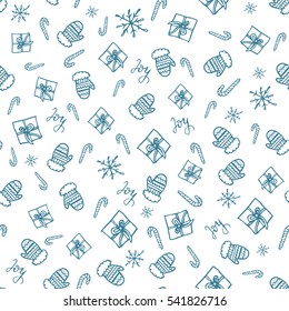 vector hand drawn pattern, christmas attributes