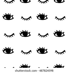 Vector hand drawn pattern with eyes. Abstract background. Apparel design