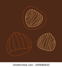 Vector hand drawn pattern with hazelnuts for packaging, textile, interior, background and other designs