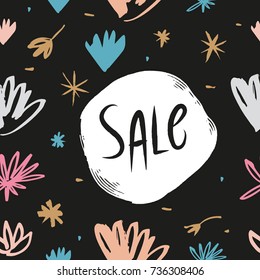 Vector hand drawn pattern and inscription "Sale".