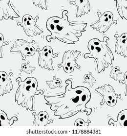 Vector hand drawn pattern on the theme of Halloween. Pattern with Halloween symbols . Background for use in design  web site  packing  textile  fabric