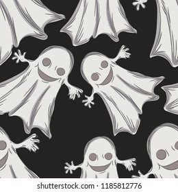 Vector hand drawn pattern on the theme of Halloween. Pattern with Halloween symbols . Background for use in design  web site  packing  textile  fabric