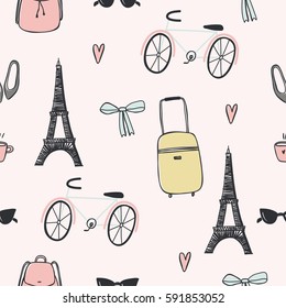 Vector hand drawn pattern. Paris