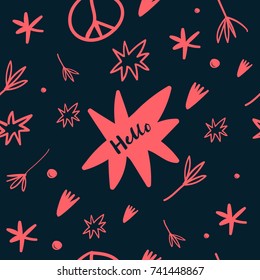 Vector hand drawn pattern. Wallpaper, background, print, elements for design.