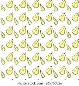Vector Hand Drawn Pear - seamless pattern. Vector Pear Wallpaper.