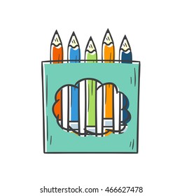 Vector hand drawn pencils box icon