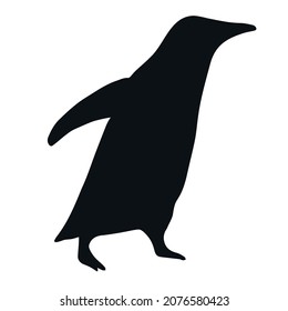 Vector hand drawn penguin silhouette isolated on white background