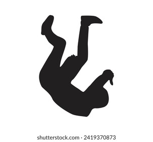 vector hand drawn  people falling down silhouette 