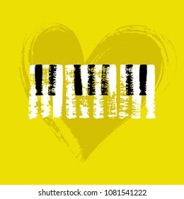 Vector hand drawn piano keyboard. Abstract brush strokes with paint texture.