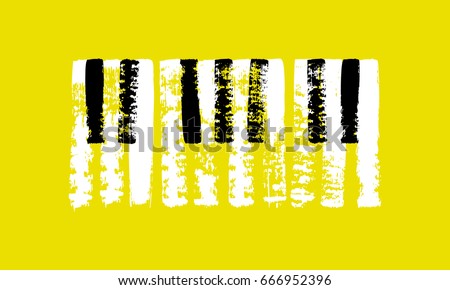 Vector hand drawn piano keyboard. Abstract brush strokes with paint texture.