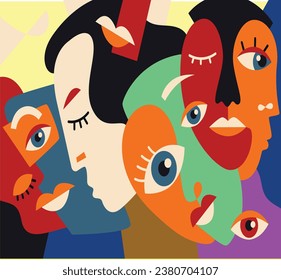 vector hand drawn picasso style illustration