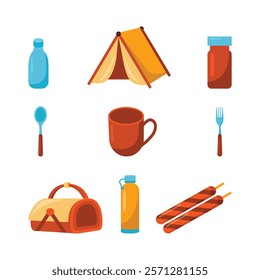 Vector Hand Drawn Picnic Elements Set of Illustrations for Outdoor Activities