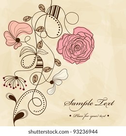 Vector hand drawn picture with flowers