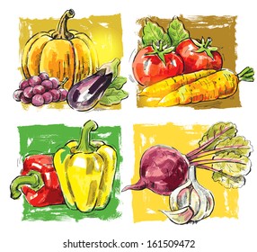 vector hand drawn picture of fresh farm