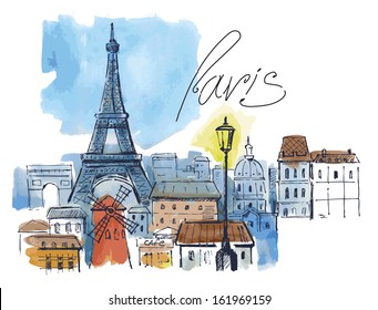 vector hand drawn picture of paris