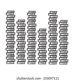 vector hand drawn piles of books on a white background