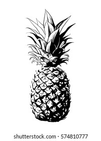 Vector hand drawn pineapple. Tropical summer fruit engraved style illustration.  Perfect for invitations, greeting cards, posters.