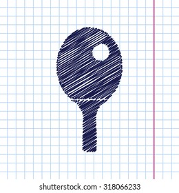 Vector hand drawn ping-pong single player icon on copybook 