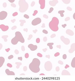 Vector hand drawn pink coloured spots composition on white background.