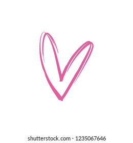Vector hand drawn pink line heart illustration. Love symbol. Decor element for logo, label, emblem, poster and other.