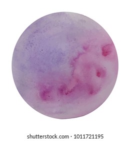 Vector hand drawn pink and violet watercolor background.  Abstract sky violet circle watercolour, hand painting vector illustration 