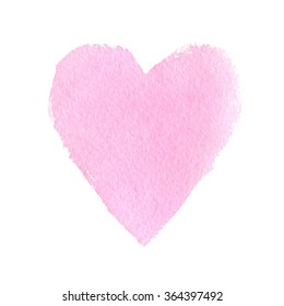 Vector Hand Drawn Pink Watercolor Heart.