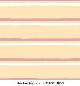 Vector hand drawn pink yellow stripes repeat pattern