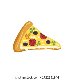 Vector hand drawn pizza. Fast food and unhealthy food isolated on white background. Delicious food icon for restaurant menu