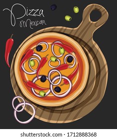 Vector hand drawn pizza mexican 02