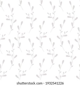 Planta extraída a mano por vectores - hojas patrón sin fisuras. Ilustración botánica. Silueta gris. Diseño de plantilla Perfecto para impresiones textiles, diseño infantil, decoración, envoltura.	