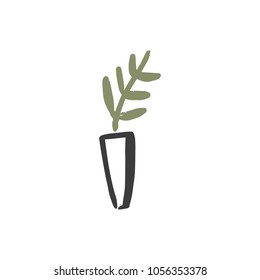 Vector hand drawn plant in pot. Clipart, isolated vector symbol.