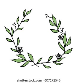 vector hand drawn plant wreath