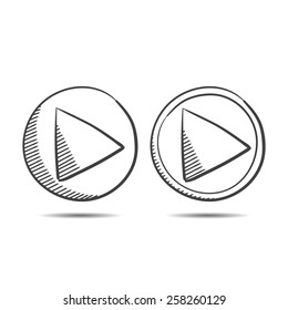 vector hand drawn play icon set. sketch symbol on a white background