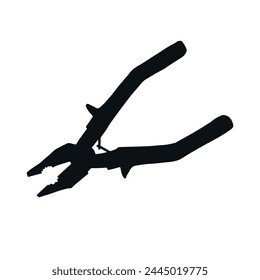 Vector hand drawn pliers silhouette isolated on white background