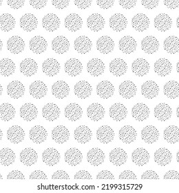 Vector. Hand drawn polka dot texture. Spotted grey, black and white background. Geometric abstract pattern with hand drawn circles. Drawn dots in the shape of a circle. Flow, halftone gradient.