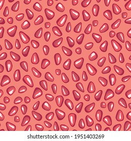 Vector hand drawn pomegranate seeds orange and red big scale seamless pattern print background.