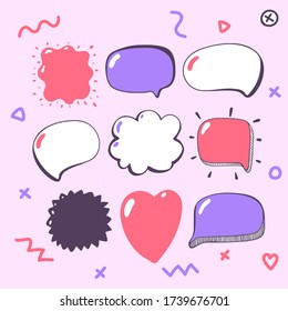 Vector hand drawn pop art bubble speech collection