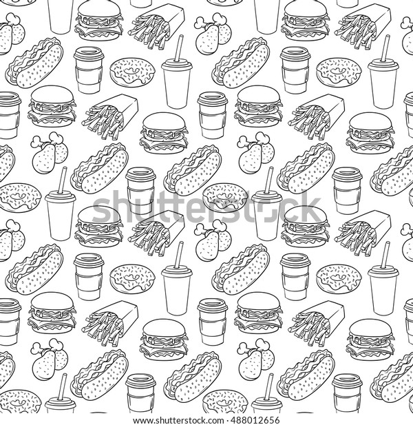 Vector Hand Drawn Pop Art Monochrome Stock Vector (Royalty Free) 488012656