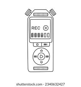 Vector hand drawn portable voice recorder icon. Voice Recorder Doodle style