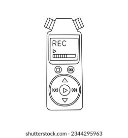 Vector hand drawn portable voice recorder icon. Voice Recorder Doodle style
