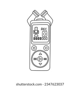 Vector hand drawn portable voice recorder icon. Voice Recorder Doodle style