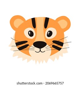 Vector hand drawn portrait of a cartoon tiger head