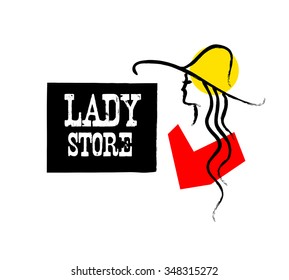 Vector hand drawn portrait of young stylish girl isolated on white background. Good for magazine cover, journal article, print, packaging design, shop and store logo.