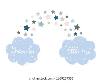 Vector hand drawn poster for nursery decoration with cute cloud and lovely slogan. Doodle illustration. Perfect for baby shower, birthday, children's party, spring holiday, clothing prints