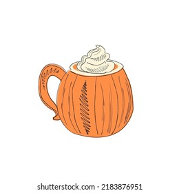 Vector hand drawn poster - Pumpkin spice and everything nice. Hand lettering autumn illustration