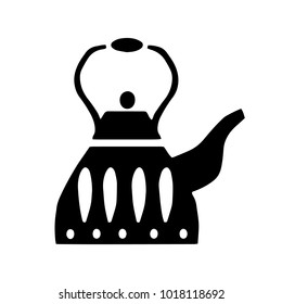 Vector hand drawn poster in the style of "Hygge" with a picture of a teapot with Scandinavian folk patterns. For the menu of tea cafe, packing, posters.