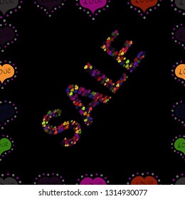 Vector. Hand drawn promotional design for banner. Seamless pattern. Art illustration of logotype for sale, give away, discount, sell out, clearance, closeout, fashion, souvenir, shop.