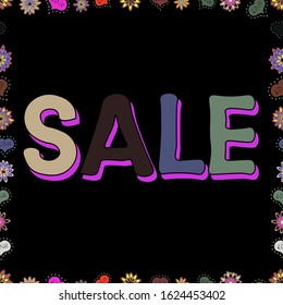 Vector. Hand drawn promotional design for banner. Illustration in brown, black and green colors. Seamless pattern. Art illustration of logotype for sale, give away, closeout, fashion, souvenir, shop.