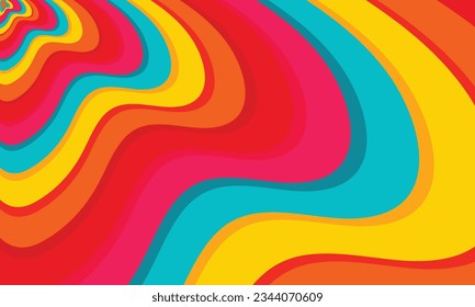 Vector hand drawn psychedelic groovy background design.